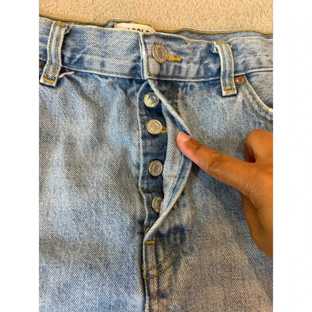 AGOLDE Parker Long Shorts Women 30/34 Swapmeet High Rise Distressed Denim Summer